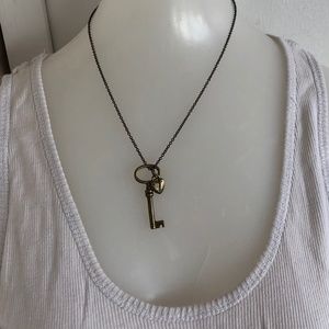 Alloy Lock & Key Charm Costume Jewelry Necklace